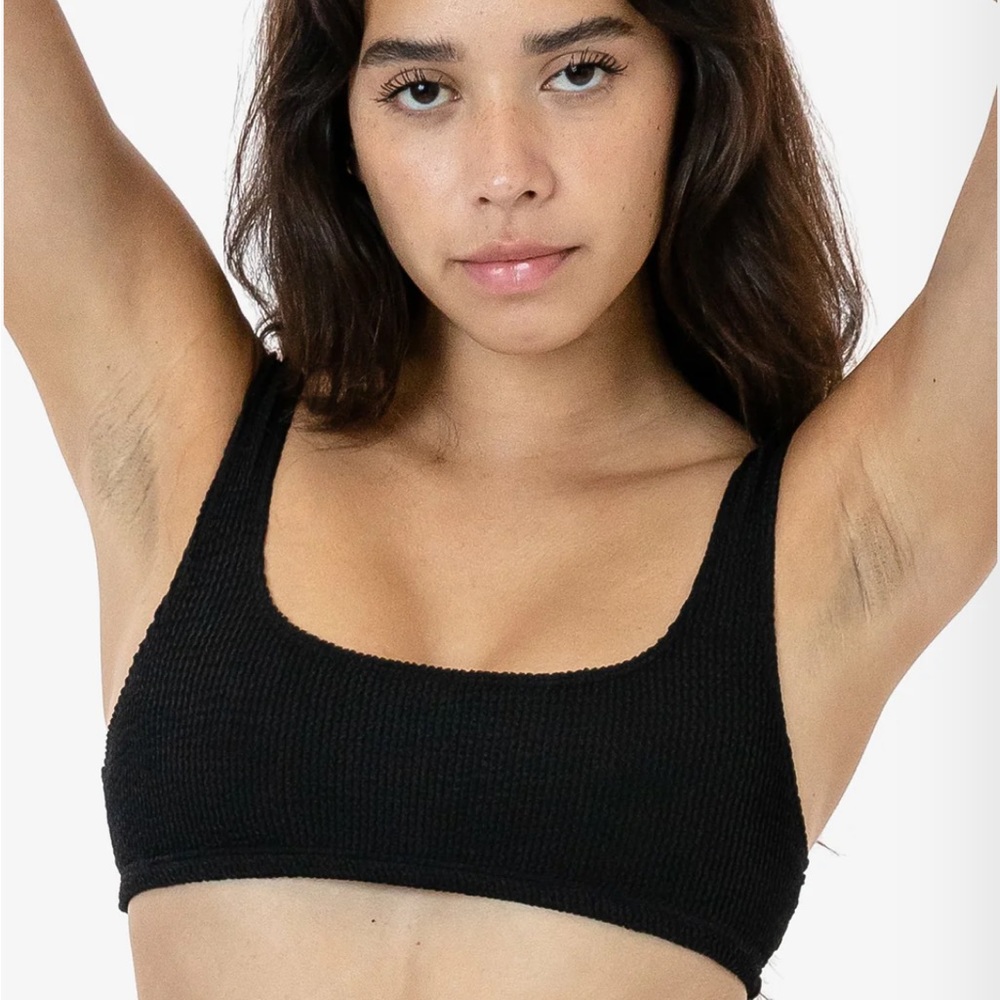 NWT Los Angeles Apparel CRINKLE SQUARENECK BIKINI TOP in xs/s